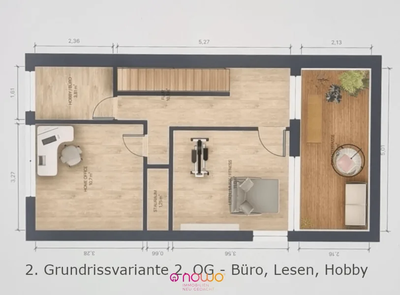 2. Grundrissvariante 2. OG - Büro, Lesen, Hobby