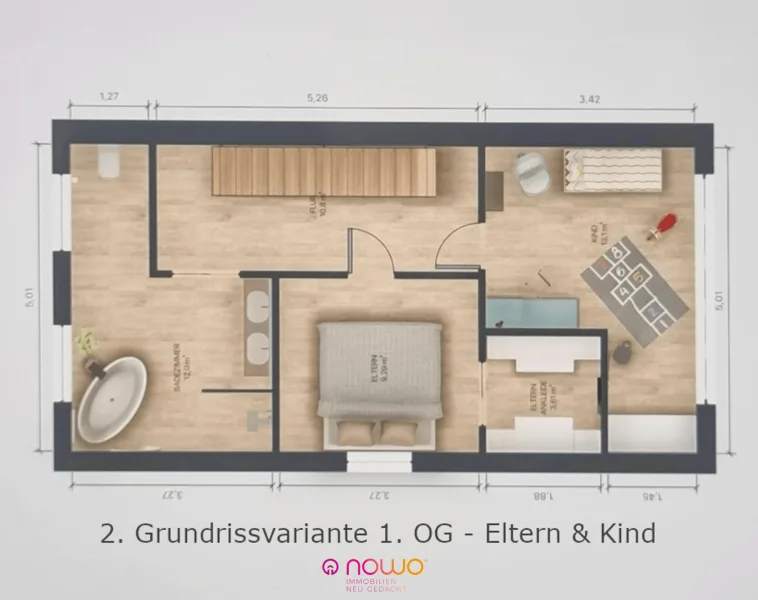 2. Grundrissvariante 1. OG - Eltern und Kind