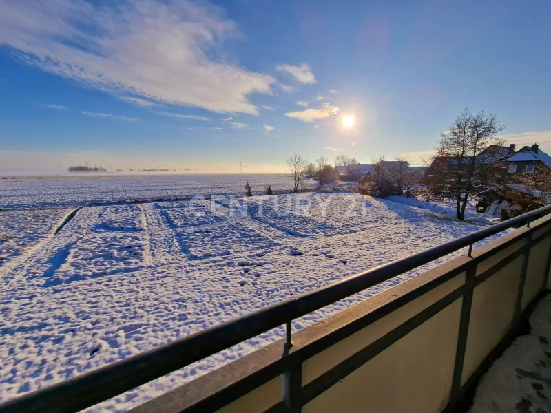 Aussicht vom Balkon im Winter