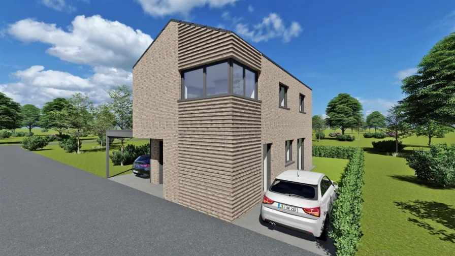 Außenansicht Nord - Haus kaufen in Nordhorn - KfW-Klimafreundliches Wohnen: Modernes Neubau-Einfamilienhaus in Top-Lage von Nordhorn