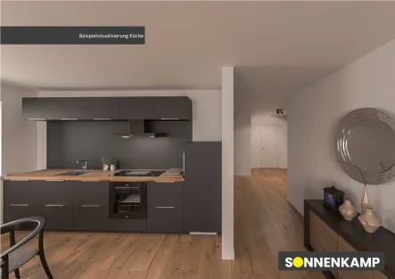 Beispielvisualisierung Kochbereich - Wohnung kaufen in Fredenbeck - Fredenbeck: 3-Zimmer-Wohnung mit großem Balkon