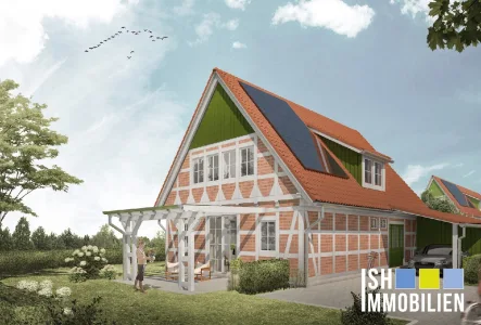 Außenansicht - Visualisierung - Haus kaufen in Hollern-Twielenfleth - Tradition trifft Moderne: Idyllisches Fachwerkhaus mit zeitlosem Flair