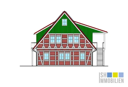 Außenansicht - Visualisierung - Wohnung kaufen in Hollern-Twielenfleth - Gemütliches Fachwerkflair: großzügige Erdgeschosswohnung mit Terrasse