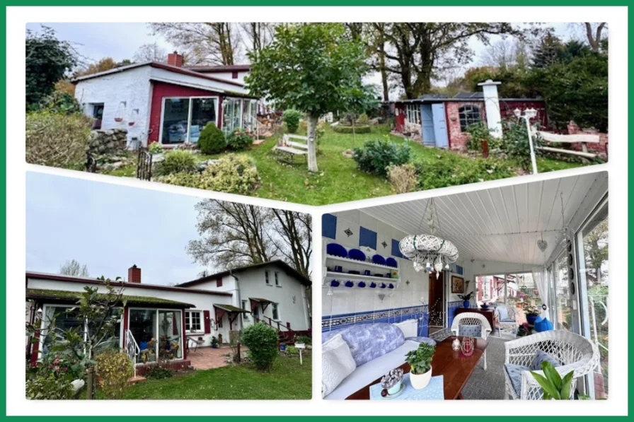 Collage - Haus kaufen in Dreschvitz - Charmantes Einfamilienhaus mit Wintergarten in ländlicher Umgebung auf Rügen!