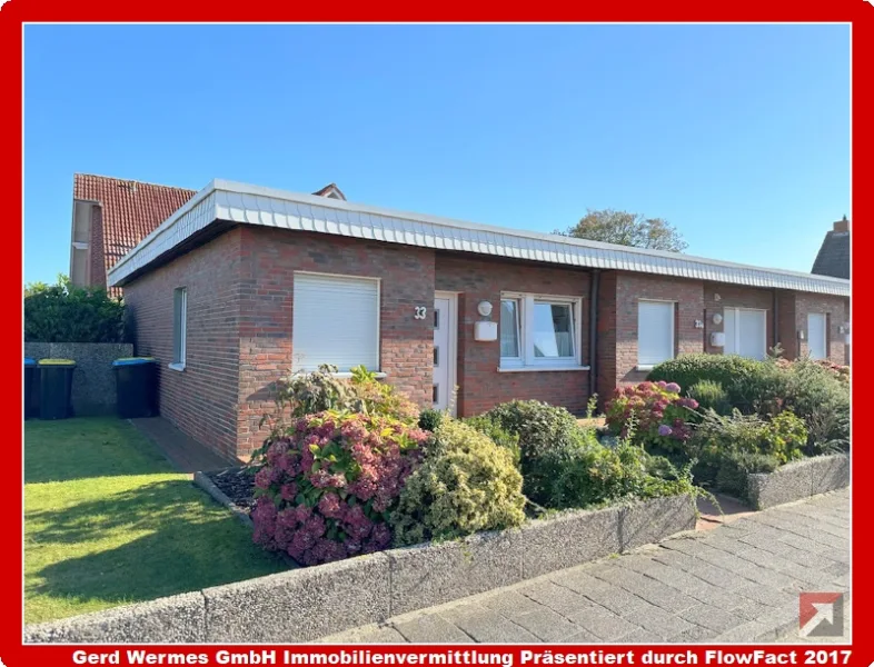 Vorderansicht - Haus kaufen in Borkum - Ferienbungalow auf Borkum in guter strandnaher Lage