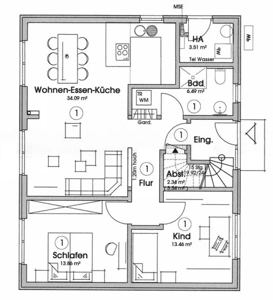 Grundriss - Wohnung mieten in Wohnste - NEUBAU - ERSTBEZUG - TOLLE DREI-ZIMMERWOHNUNG IM ERDGESCHOSS