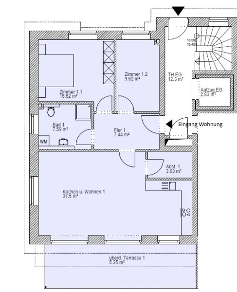 Grundriss EG rechts - Wohnung kaufen in Sittensen - MODERNE ERDGESCHOSSWOHNUNG IN ZENTRALER LAGE