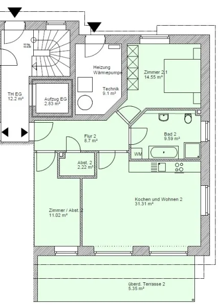 Grundriss WE 2 EG links - Wohnung kaufen in Sittensen - MODERNE ERDGESCHOSSWOHNUNG - RUHIG UND DOCH ZENTRAL