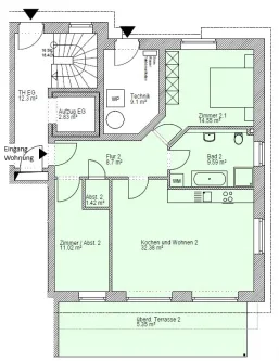 Grundriss EG links - Wohnung kaufen in Sittensen - MODERNE ERDGESCHOSSWOHNUNG - RUHIG UND DOCH ZENTRAL