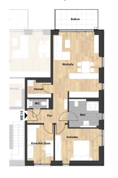 Wohnung 10 Grundriss - Wohnung mieten in Stade - MODERNE 3-ZIMMER-ETAGENWOHNUNG MIT HOHEM WOHNKOMFORT