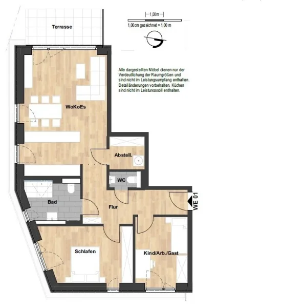 Wohnung 01 Grundriss - Wohnung mieten in Stade - MODERNE ERDGESCHOSSWOHNUNG MIT HOHEM WOHNKOMFORT