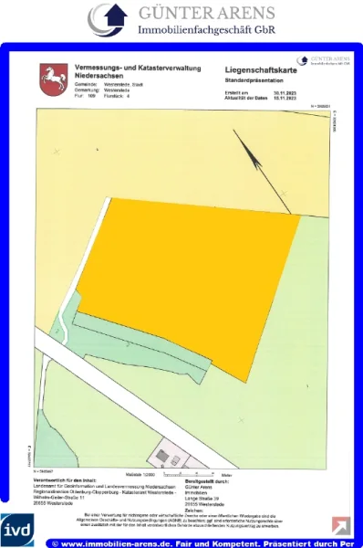 Liegenschaftskarte - Grundstück kaufen in Westerstede - 4,00 ha arrondiertes Ackerland in Kielburg