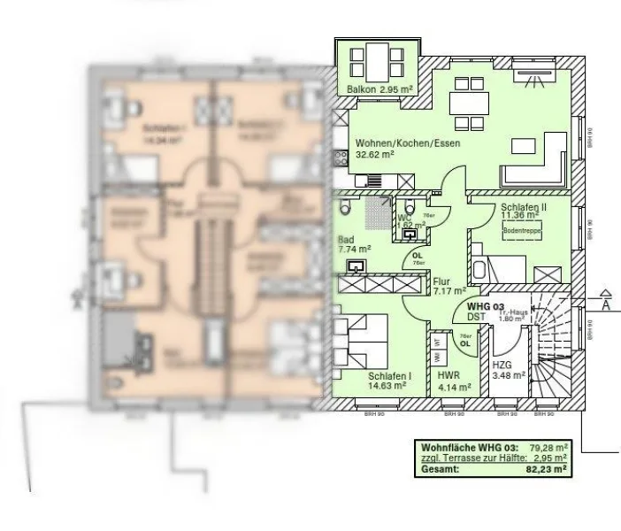 Grundriss Wohnung 3 OG rechts 