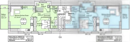 #3 Dachgeschoss links - Wohnung kaufen in Delmenhorst - Delmenhorst: ETW mit 2-Zimmern im DG links auf knapp 68 m² Wohn- und Nutzfläche im KfW40 Standard in einem 4-Familienhaus 