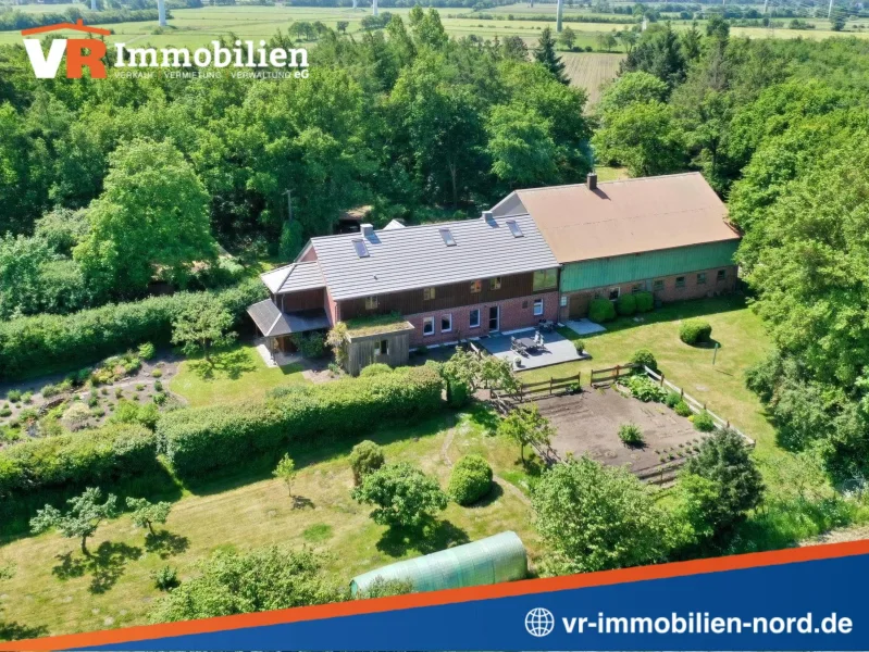Luftaufnahme - Haus kaufen in Joldelund - Einmaliger Selbstversorger-Resthof in traumhafter Alleinlage!