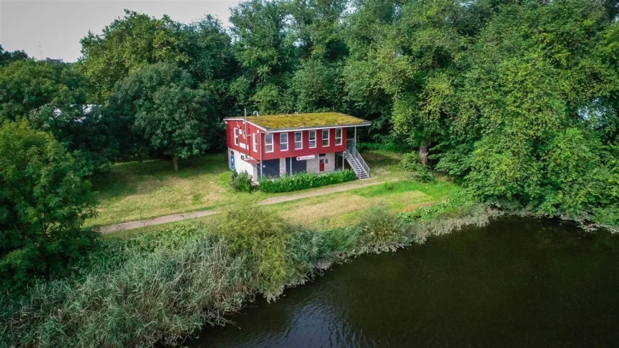 Luftansicht - Gastgewerbe/Hotel kaufen in Hamburg - ***TOLLE EVENTLOCATION / RESTAURANT  KOMPLETT MIT INVENTAR DIREKT AM ELBUFER***