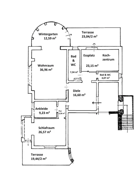 Grundriss, 2 Zimmer