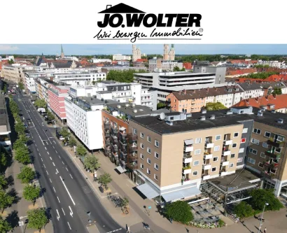 Ansicht Steinweg mit Logo - Wohnung mieten in Braunschweig - Blick auf das Staatstheater! 2 Zimmer Wohnung mit Balkon