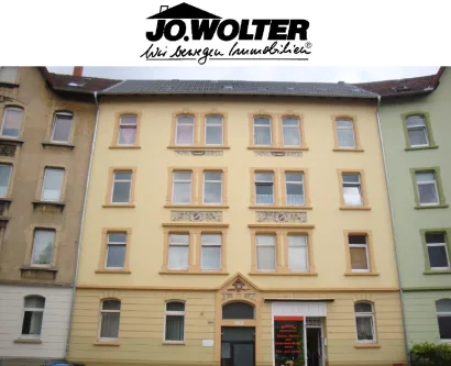 Ansicht mit Logo - Wohnung mieten in Braunschweig - 2 Zimmer Wohnung mit Balkon auf dem Madamenweg