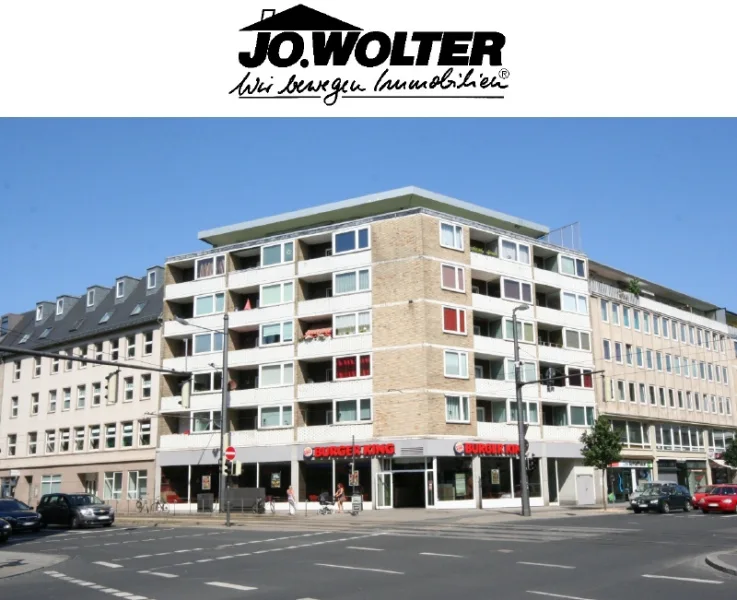 Ansicht mit Logo - Wohnung mieten in Braunschweig - Sanierte 1 Zimmer Wohnung mit Loggia nahe Schloßarkaden