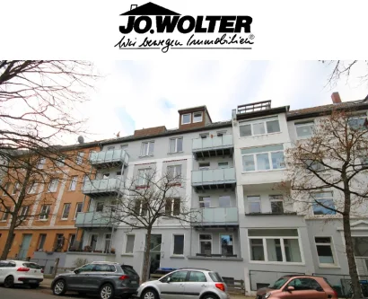 Ansicht mit Logo - Wohnung mieten in Braunschweig - 4 Zimmer Wohnung mit Balkon und Gemeinschaftsgarten