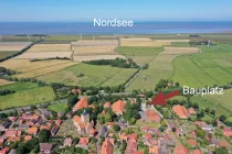 Luftfoto Grundstück und Nordsee mit Bezeichnung