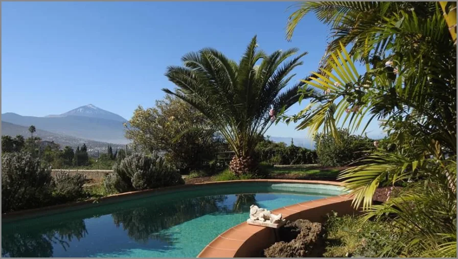 Pool mit Blick auf den Teide - Gastgewerbe/Hotel kaufen in Puntillo del Sol - Schönes Anlageobjekt auf Teneriffa/Puntillo del Sol mit Mee(h)r-BlickVilla mit 5 Ferienapartments