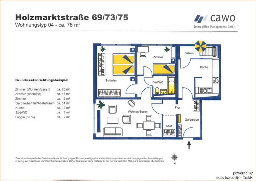 Grundriss 0404 - Wohnung kaufen in Berlin - Bezugsfreie, möblierte 3 Zimmer Wohnung mit Balkon am Holzmarkt in Berlin-Mitte.