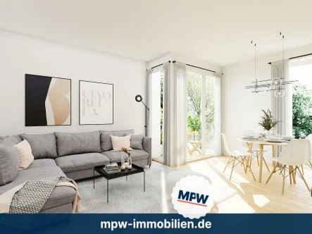 Wohnzimmer Erd- und Obergeschoss - Wohnung kaufen in Berlin - Süd-West Terrasse - Tiefgarage - Wärmepumpe