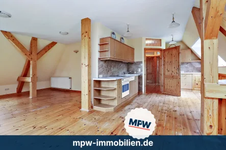 Wohn und Essbereich Wohnung 2 - Haus kaufen in Werneuchen - Nachhaltiges Wohnen: Großzügiges Lehmhaus mit ökologischem Flair