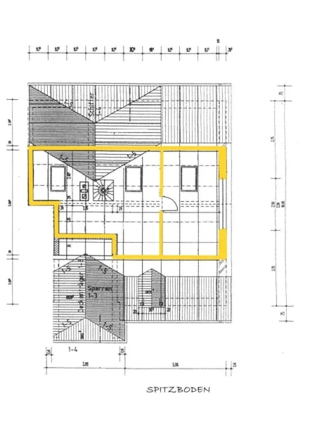 Grundriss Spitzboden - oberer Wohnbereich -