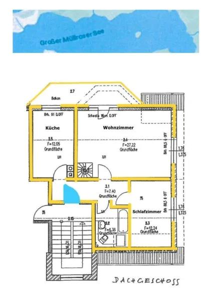 Grundriss DG -WE-Eingang / unterer Wohnbereich -