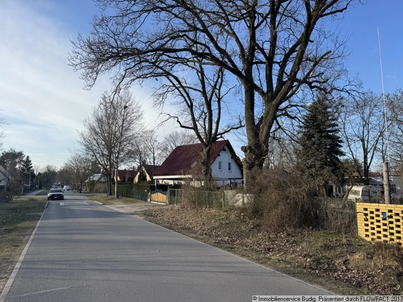 Anliegerstraße, rechts befindet sich das Grundstück 