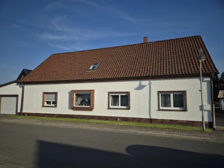 Straßenansicht - Haus kaufen in Freiwalde - großes Einfamilienhaus mit viel Nebengelass in mitten von Freiwalde