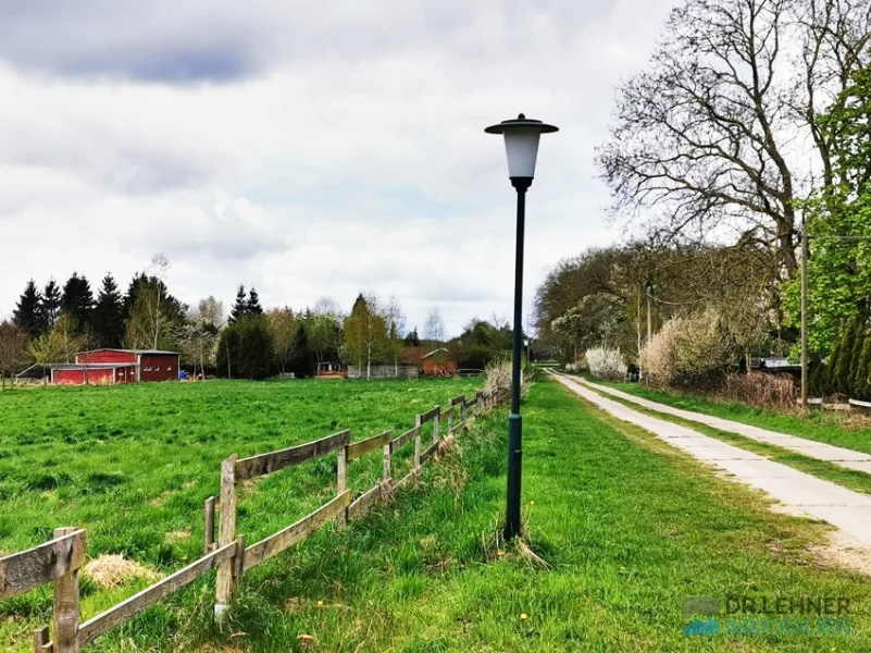 Große Baulücke, seitlich Erschließungsstraße