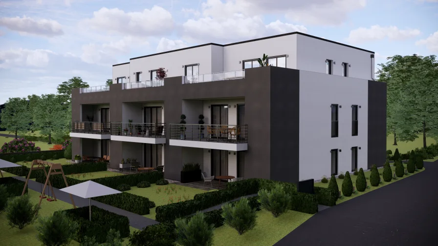 Gartenansicht Visualisierung - Wohnung kaufen in Bochum - Exclusive Neubauwohnung am Geologischen Garten