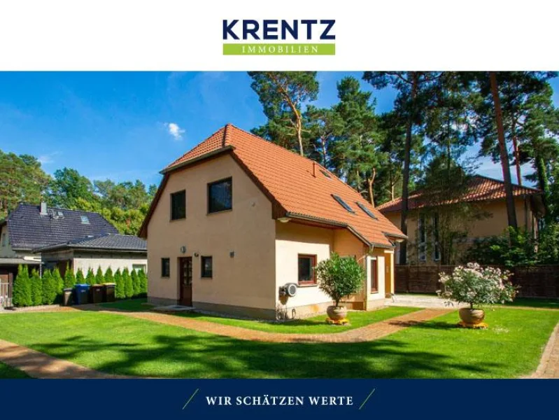 Ansicht - Haus kaufen in Michendorf - Waldrandlage, ruhig und trotzdem zentral: Einfamilienhaus mit beheizter Garage und Freisitz