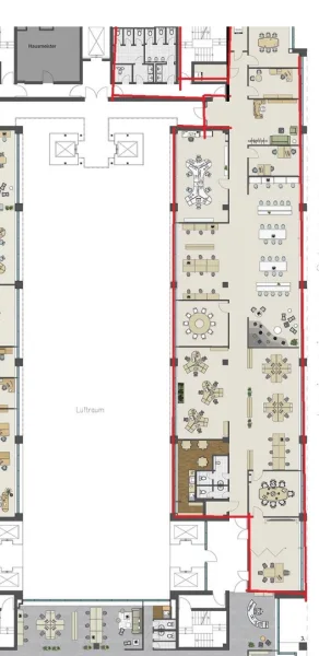 5. OG 358 m² (Aufteilungsbeispiel, derzeit 11 Büroräume)