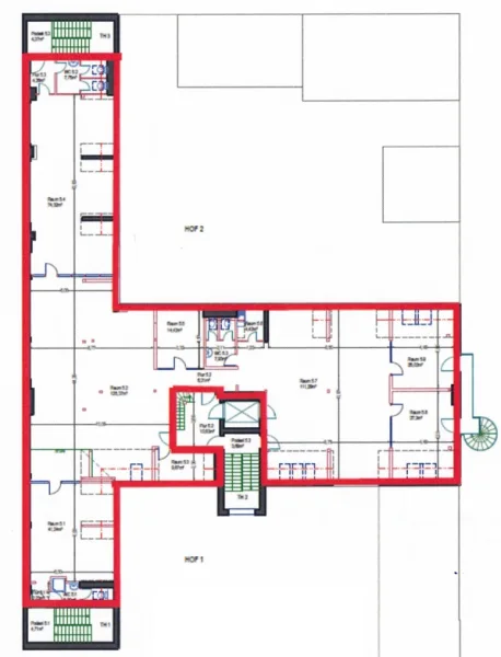 Grundriss 5. OG mit ca. 493 m²