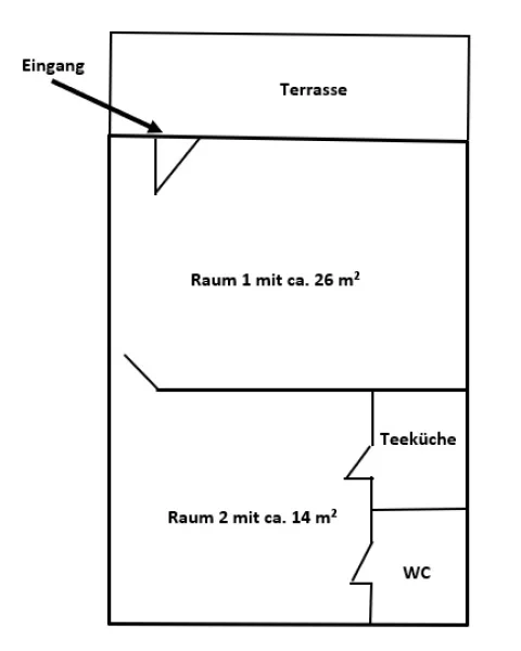 Grundrissskizze 45 m²