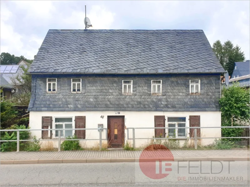 Außenansicht - Haus kaufen in Mülsen - Gelegenheit für fleißige Hände: Wohnhaus mit rustikalem Charme und kleinem Hof direkt am Mülsenbach