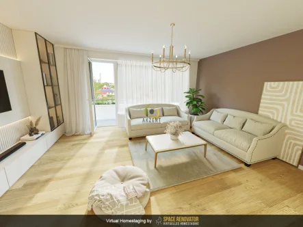 Beispielbild Wohnzimmer nach Renovierung - Wohnung kaufen in Berlin - Gut geschnittene 2,5-Zimmer-Wohnung mit Stellplatz und Balkon