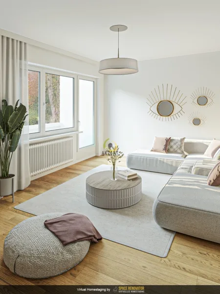 Wohnzimmer Beispiel Virtuelles Homestaging - Wohnung kaufen in Berlin - Altersgerecht und ruhig gelegene 2-Zimmerwohnung