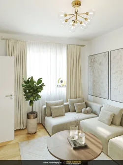 Wohnzimmer Beispielbild Virtuelles Homestaging - Wohnung kaufen in Berlin - Ruhige 2-Zimmer-Wohnung in Neukölln zum Einziehen ab sofort