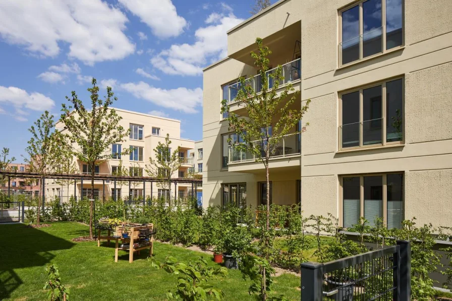 Blick in die Fontane Gärten - Wohnung kaufen in Potsdam - Bezugsfertige 2-Zimmer Neubauwohnung inkl. Einbauküche mit Blick in den BUGA-Park