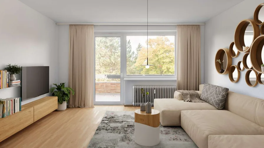 Visualisierung Zimmer 1 - Wohnung kaufen in Berlin - Familienglück auf 81 m²: 3,5-Zimmer-Eigentumswohnung mit Westbalkon in Berlin-Schmargendorf