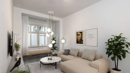 Wohnen_Visualisierung - Wohnung kaufen in Berlin - Neu renovierte 3-Zimmer-Altbauwohnung in Berlin-Friedrichshain am Traveplatz