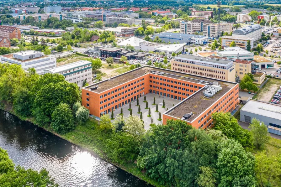 Außenansicht Kontorhof Teltow  - Büro/Praxis mieten in Teltow - Büro mieten direkt am Teltowkanal Oderstraße 59 - Büroflächen mit Wasserblick im Kontorhof Teltow