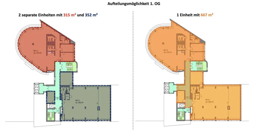 Grundriss 1.OG - Aufteilungsvariante