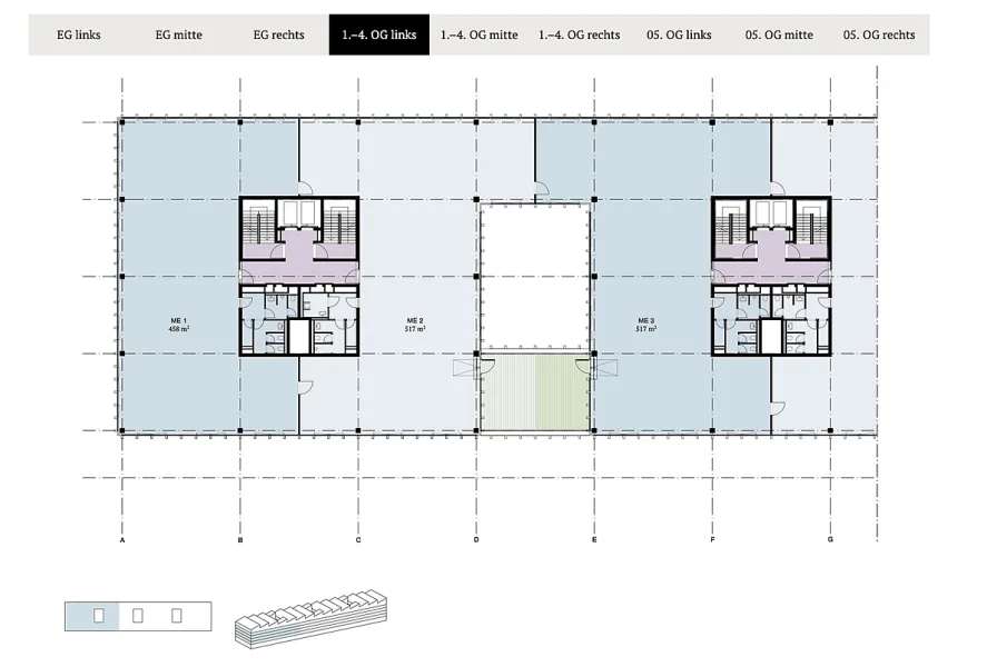 Grundriss 1.-4.OG links